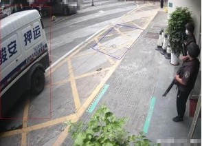 The cash truck is not parked within the video surveillance range